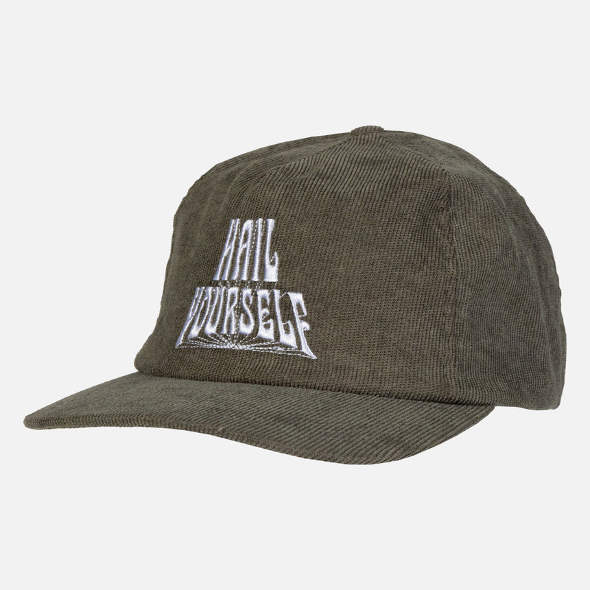 Corduroy cap with hail yourself on front
