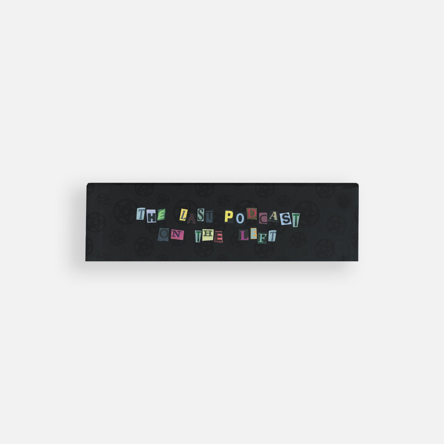 side view of puzzle box with text "THE LAST PODCAST ON THE LEFT"