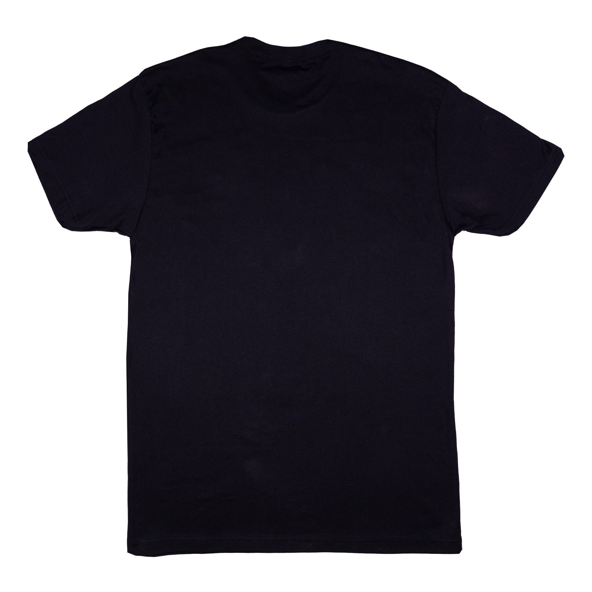 Rear view of black tee