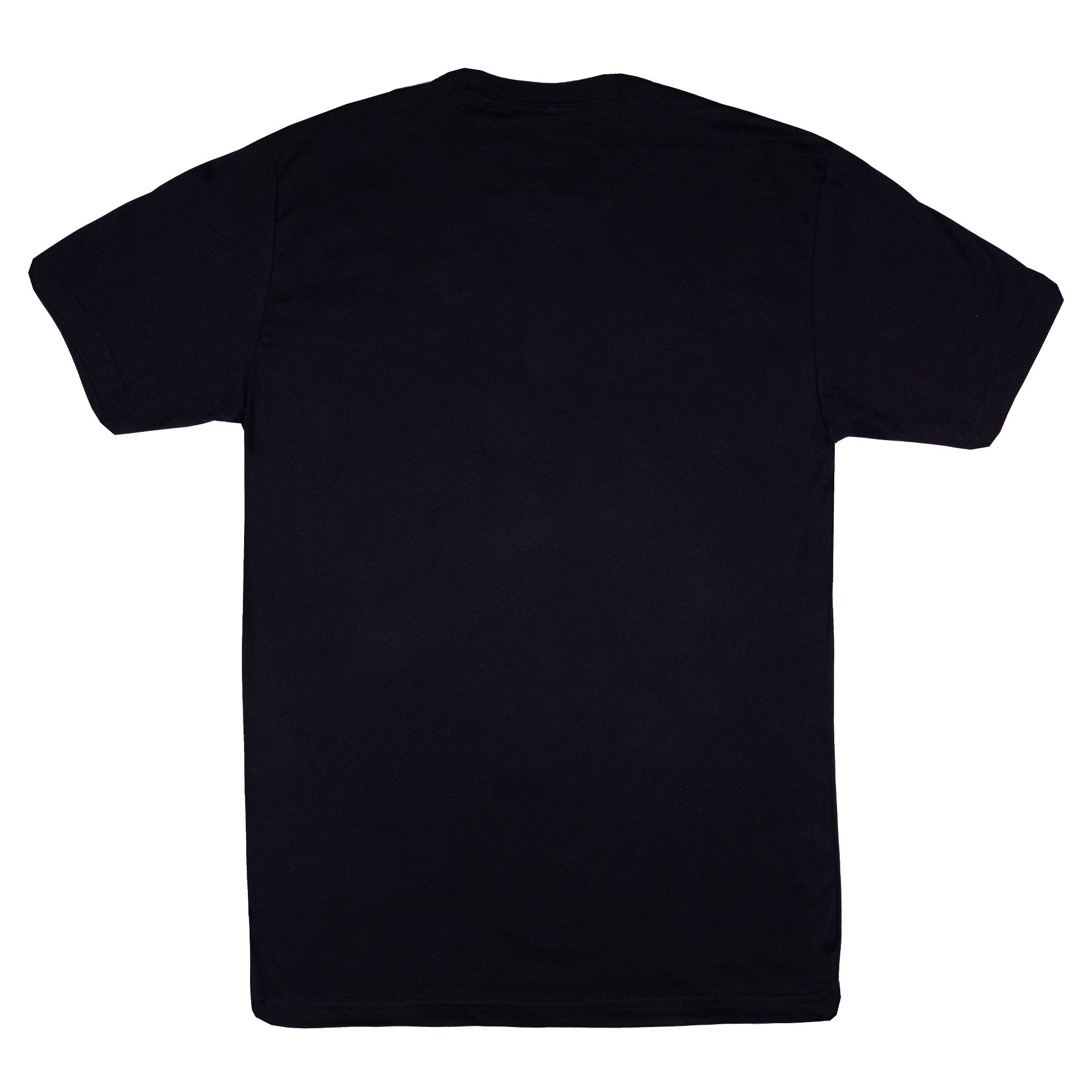 Rear view of black tee