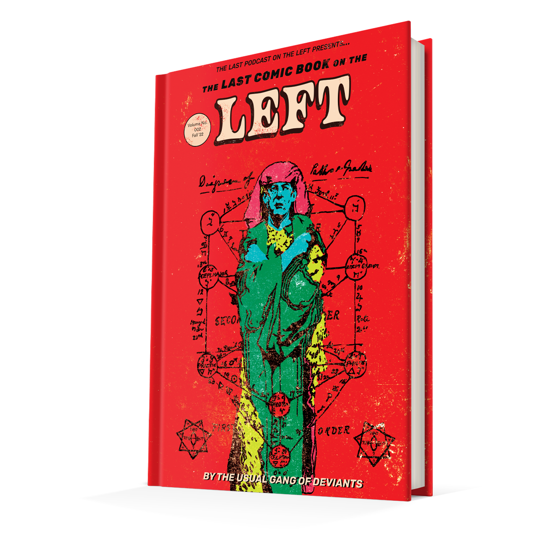 Book titled 'The Last Comic Book on the Left' with a colorful cover design on a white background