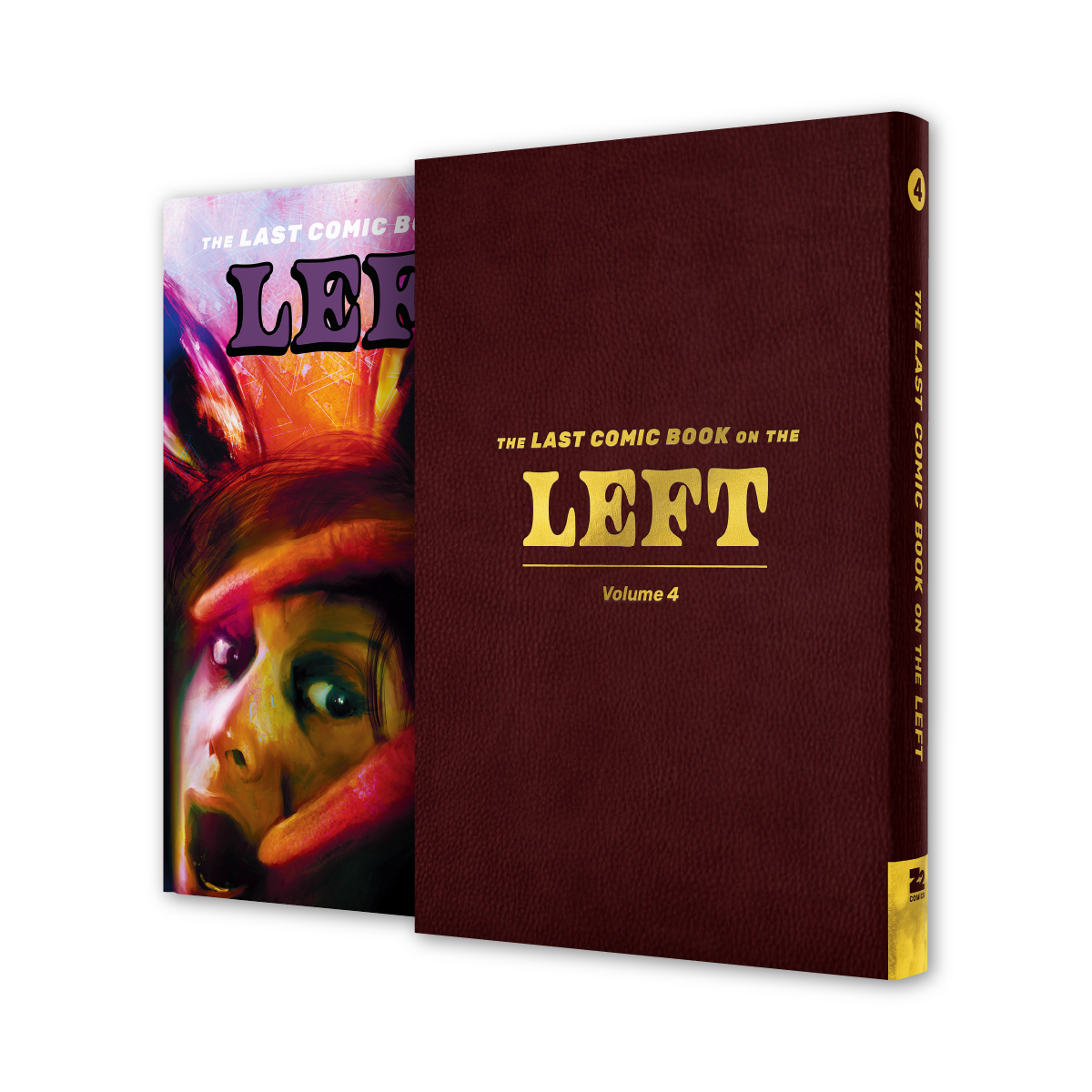 Book titled 'The Last Comic Book on the Left Volume 4' with a colorful cover featuring a characters face