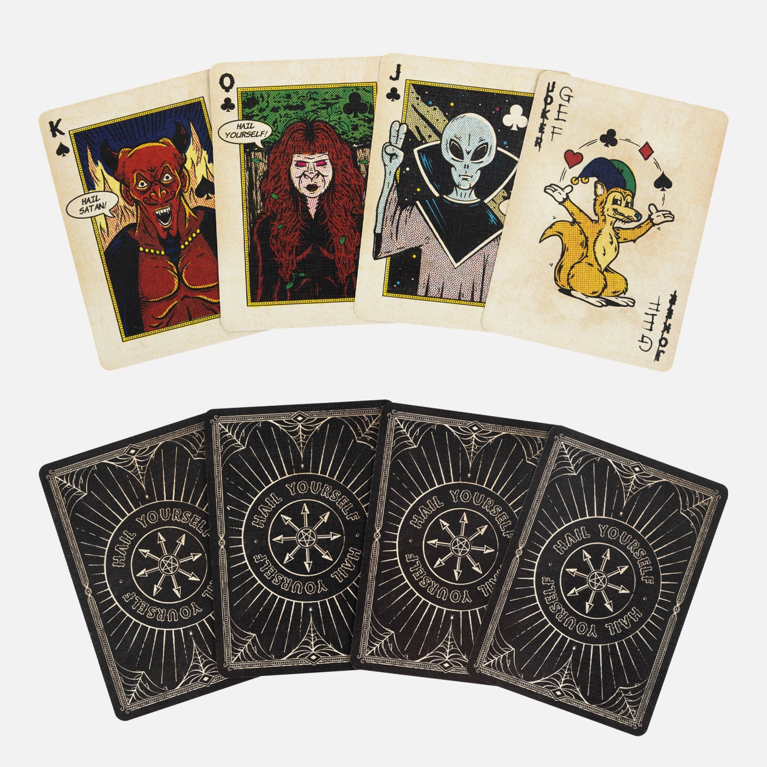 front and back of LPOTL cards showing King Queen Jack and Joker
