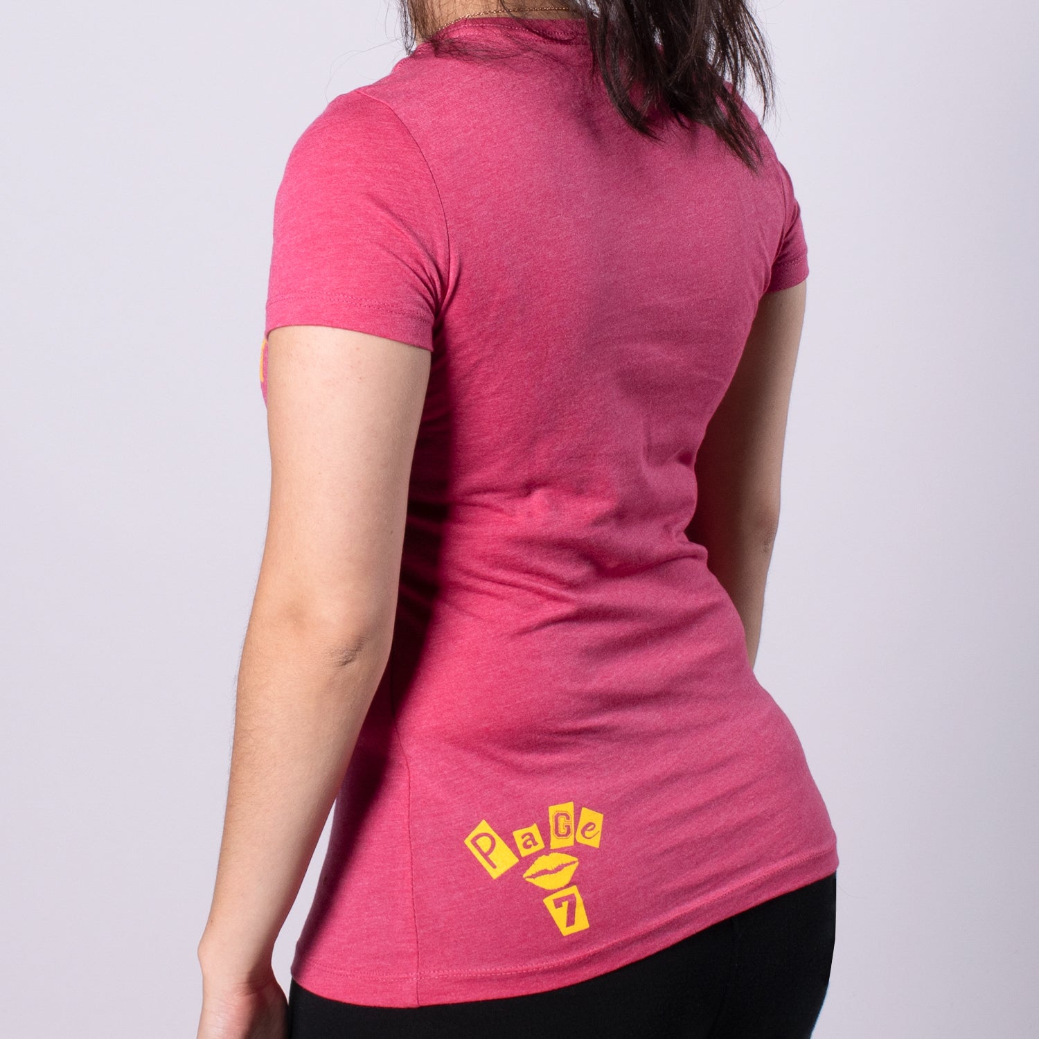 Page 7 Hakuna Mafuckit Women's Favorite Tee back Raspberry with yellow page 7 text