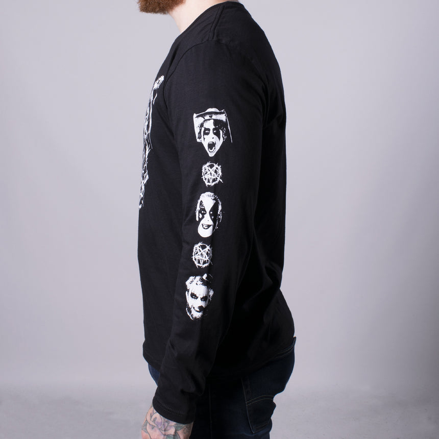 Brutal Long Sleeve Tee front with white graphic on black tee