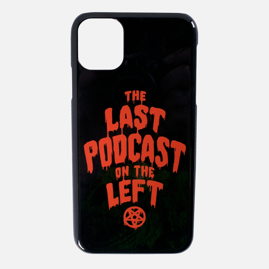 Hemoglobin iPhone 11 Case showing orange the last podcast on the left text