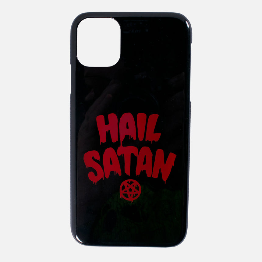 Hail Satan! text in red on black iPhone 11 Case