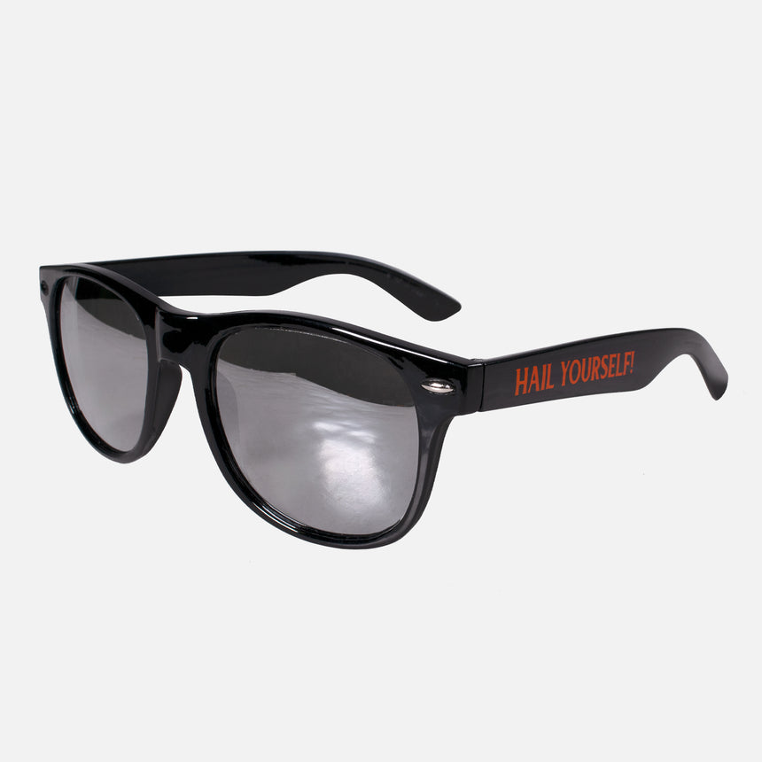 sunglasses with hail yourself text on side