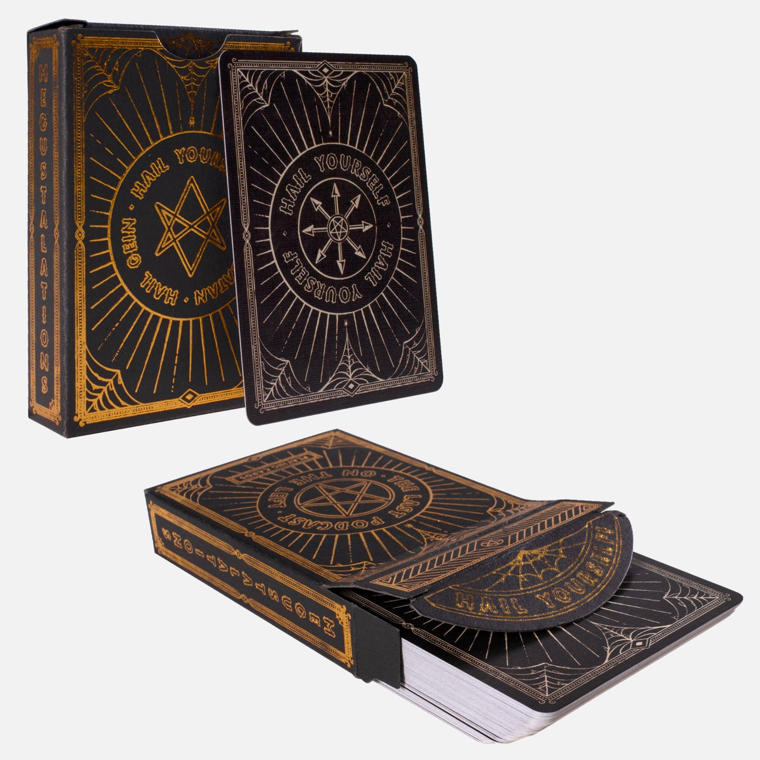 detail photo of packaging and back of playing card