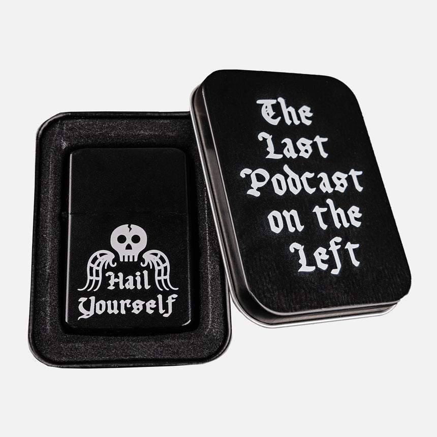 picture of gravestone lighter in last podcast on the left case