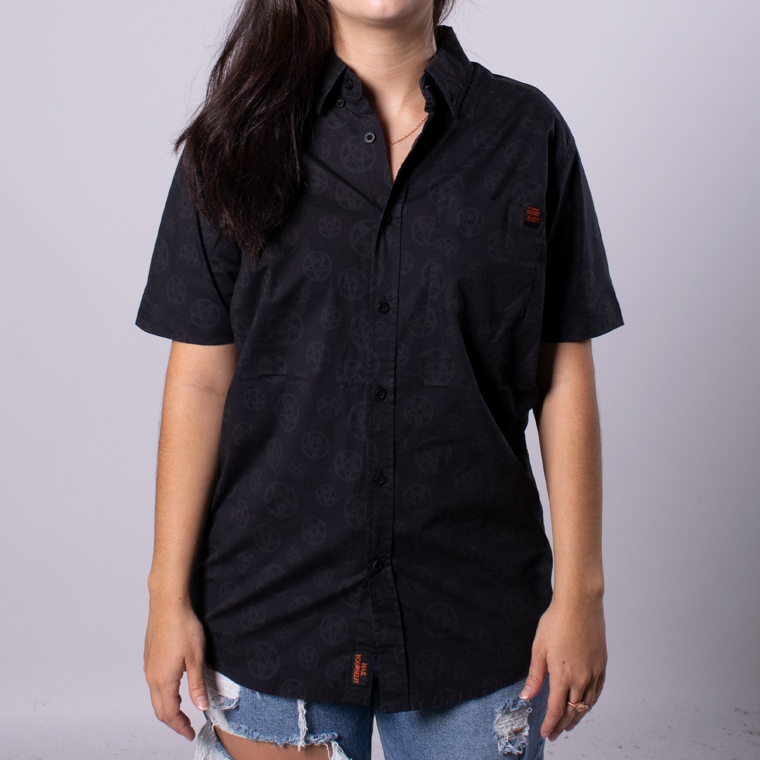 The Occult Short Sleeve Stretch Cotton Buttondown woman