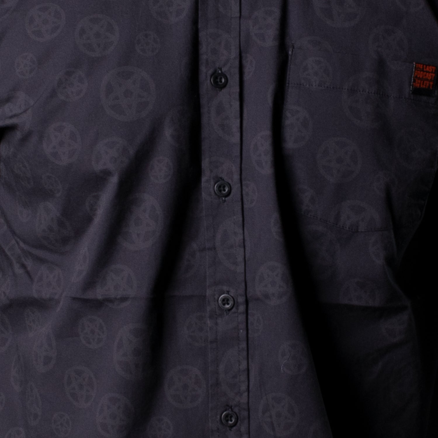 The Occult Short Sleeve Stretch Cotton Buttondown print closeup